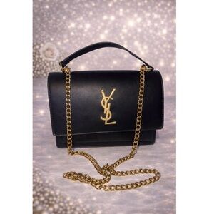 YSL Black Crossbody Bag with Gold Chain
